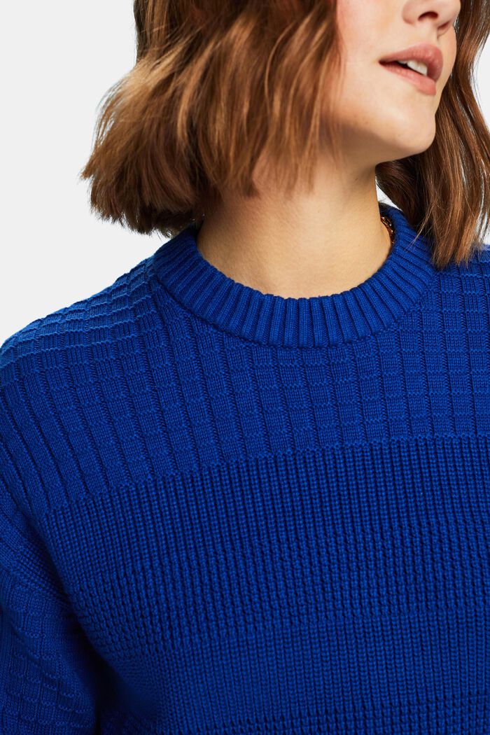 Sweater med struktur og rund hals, BRIGHT BLUE, detail image number 3