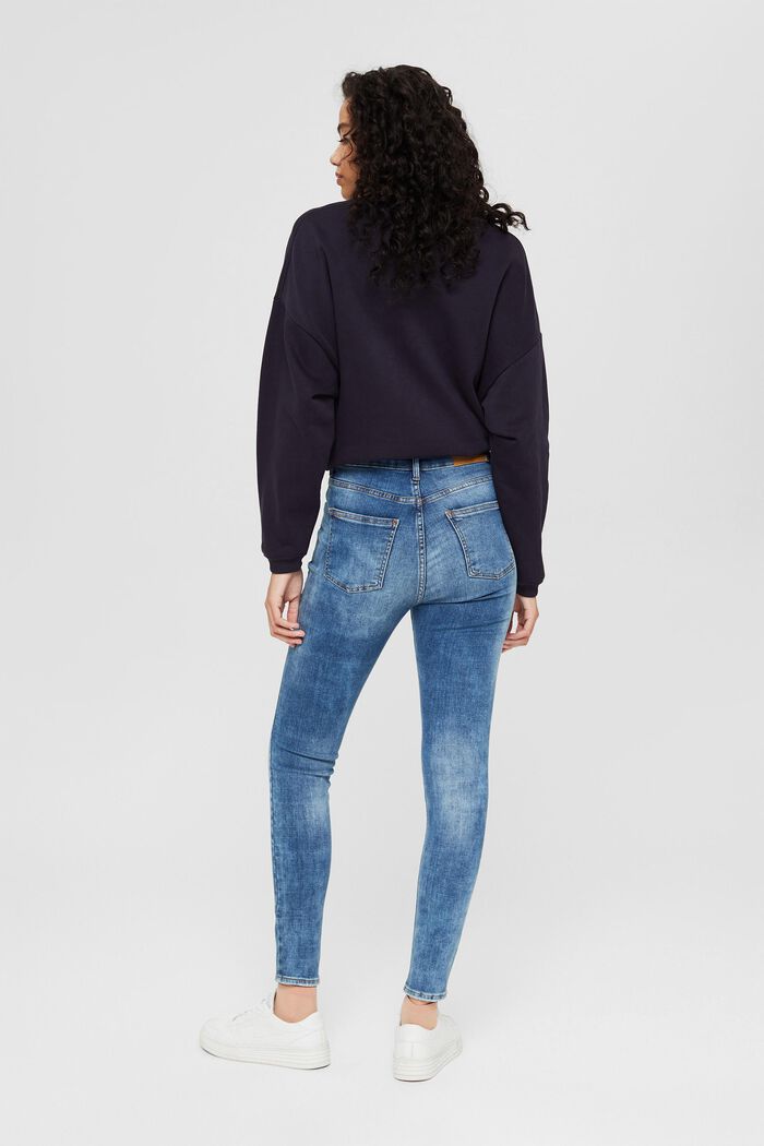 Ankellange jeans med used-look, økologisk bomuld, BLUE MEDIUM WASHED, detail image number 3