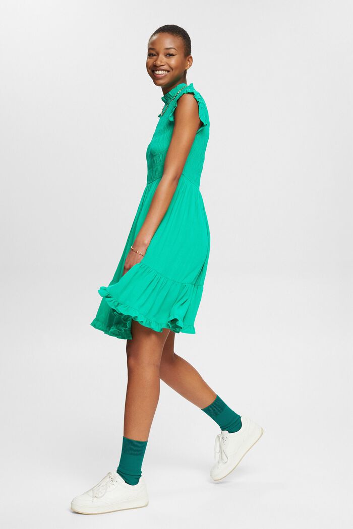 Kort kjole med volantkant, LENZING™ ECOVERO™, GREEN, detail image number 6