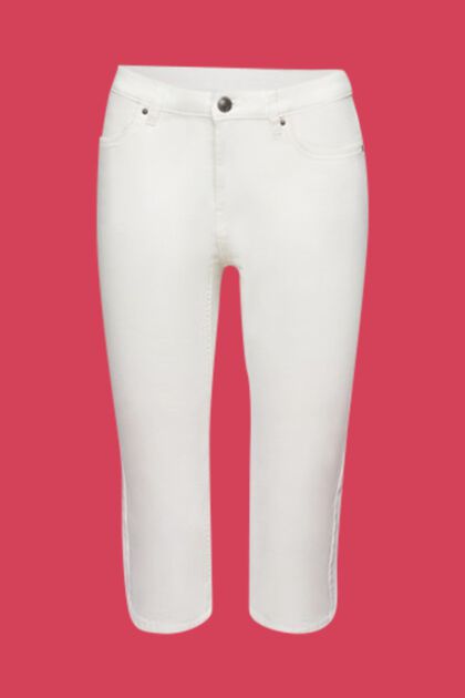 Capri-jeans med mellemhøj talje, WHITE, overview