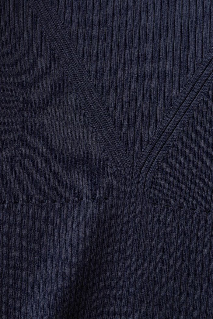 Ribbet sweater med korte ærmer, NAVY, detail image number 4