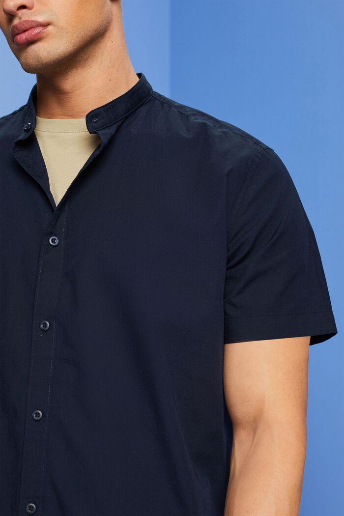 Bomuldsskjorte med standkrave, NAVY, detail image number 2
