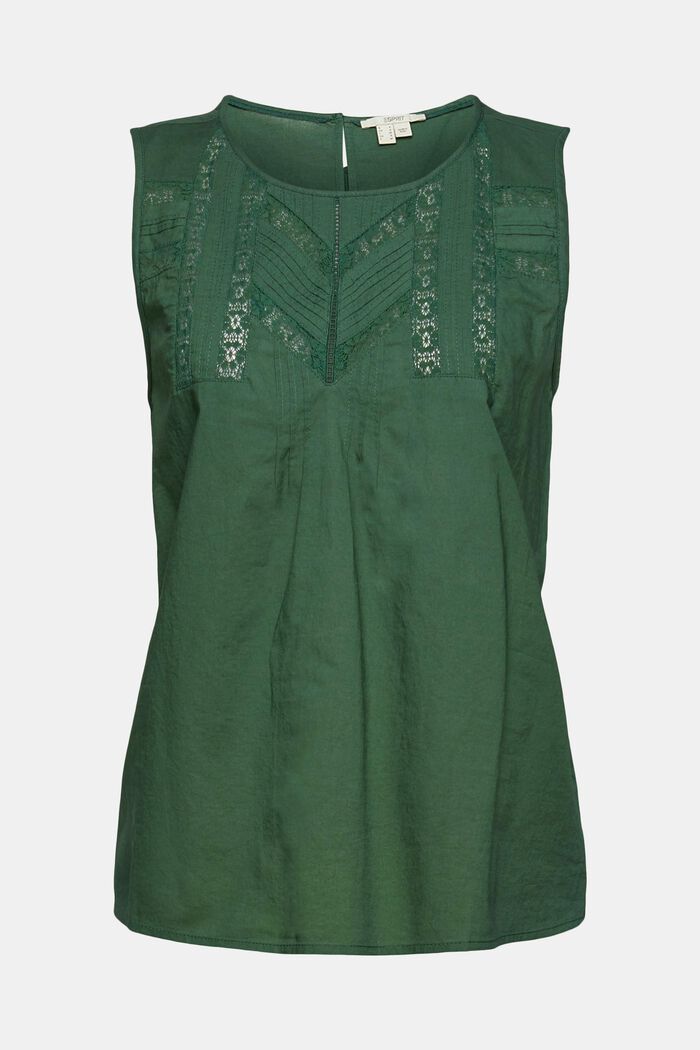 Top med broderie anglaise, DARK GREEN, detail image number 5