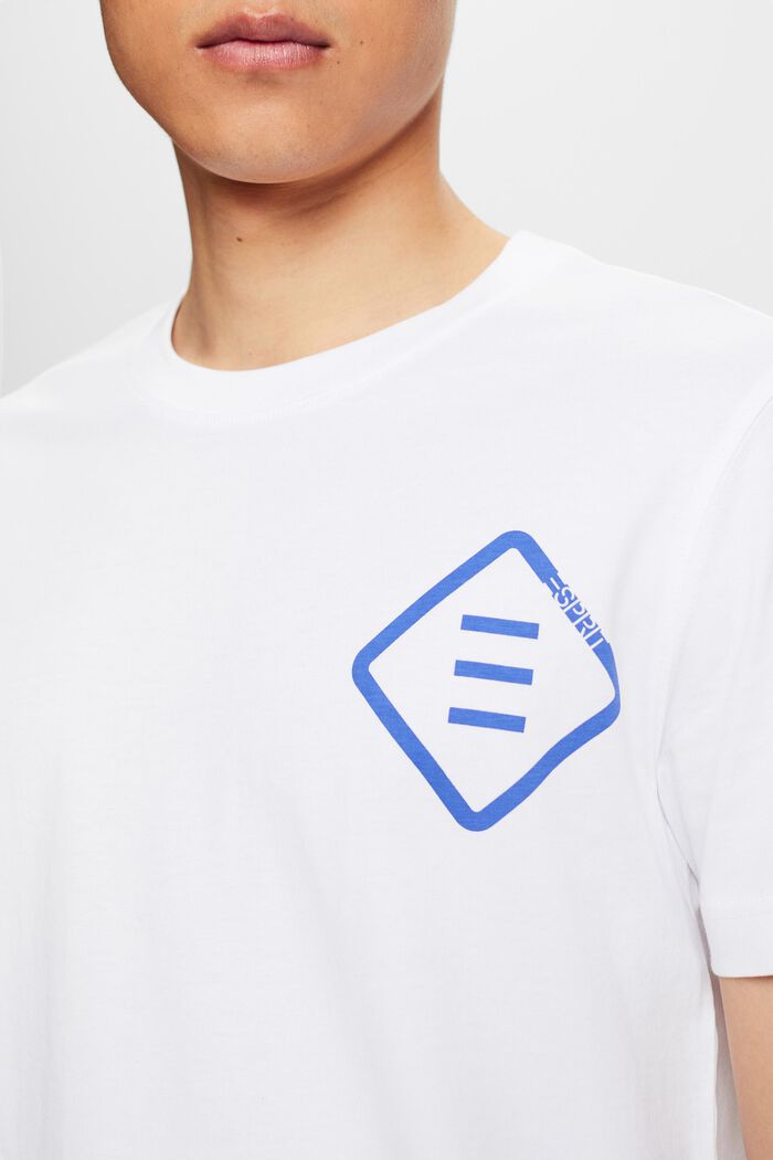 T-shirt i bomuldsjersey med logo, WHITE, detail image number 3