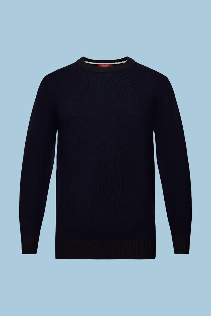 Sweater i uldmiks med rund hals, NAVY, detail image number 6