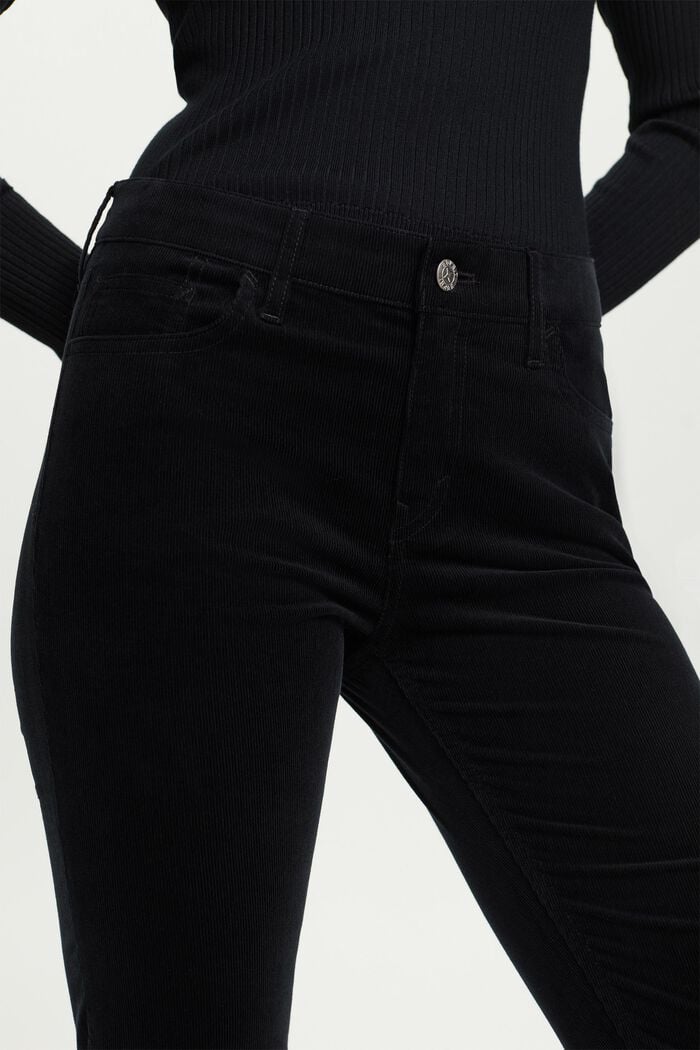 Slim fløjlsbukser med mellemhøj talje, BLACK, detail image number 2