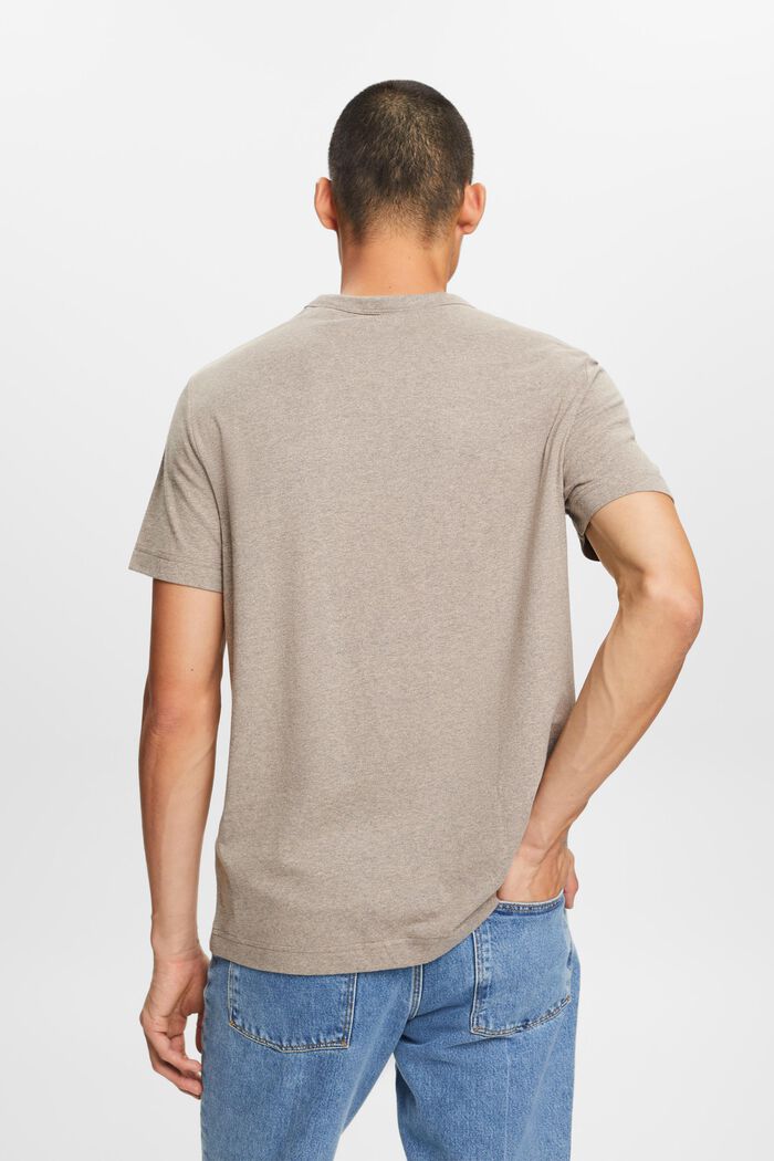 Jersey-T-shirt med rund hals, bomuldsmiks, LIGHT TAUPE, detail image number 3