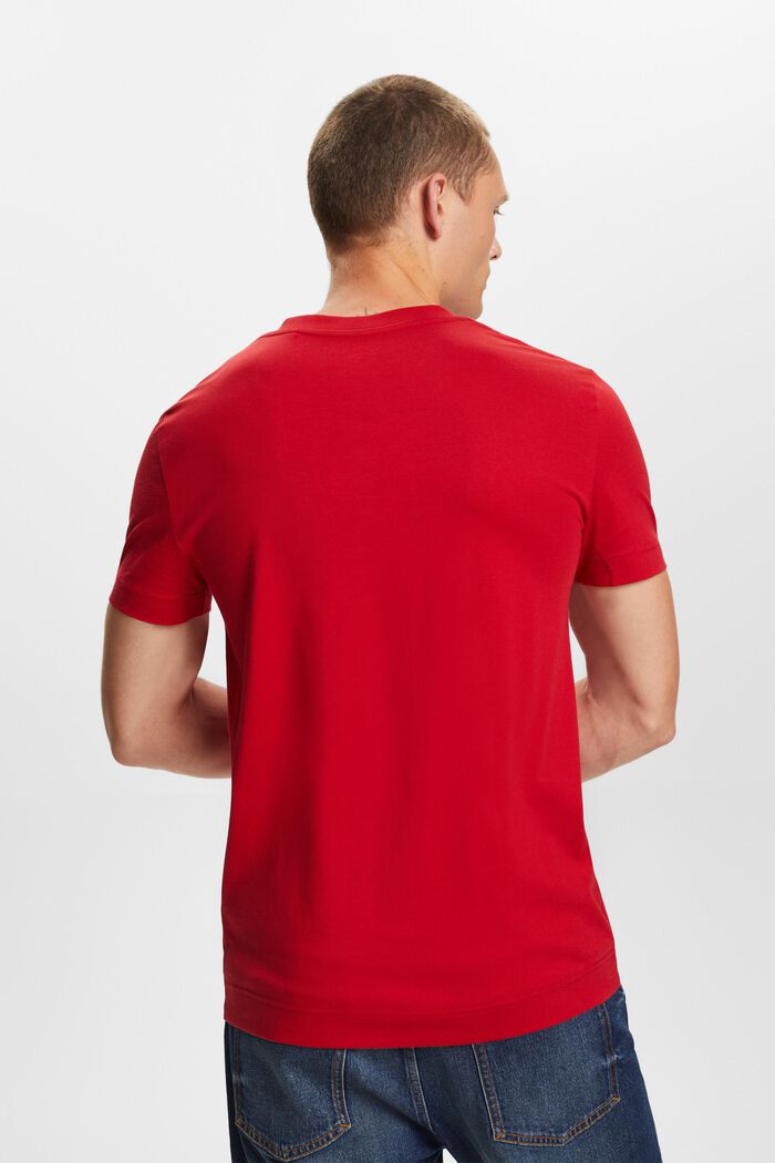 Jersey-T-shirt med V-hals, 100 % bomuld, DARK RED, detail image number 3