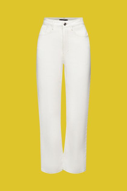 Cropped jeans med lige ben, WHITE, overview