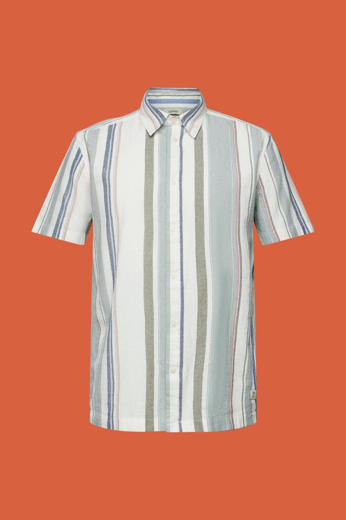 Kortærmet skjorte med striber, 100% bomuld, DUSTY GREEN, detail image number 6