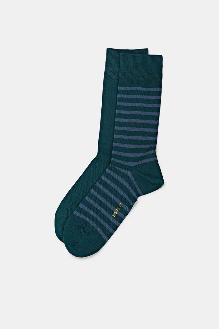 Pakke med 2 par sokker i groft strik, PETROL, detail image number 0