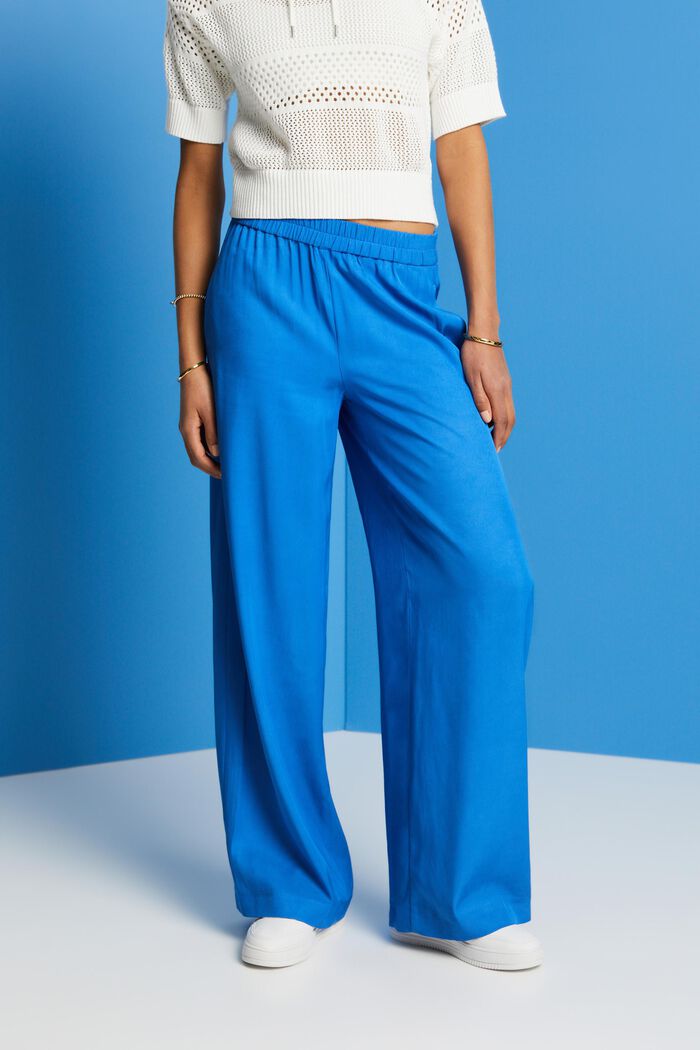 Bukser med vide ben, LENZING™ ECOVERO™, BRIGHT BLUE, detail image number 0