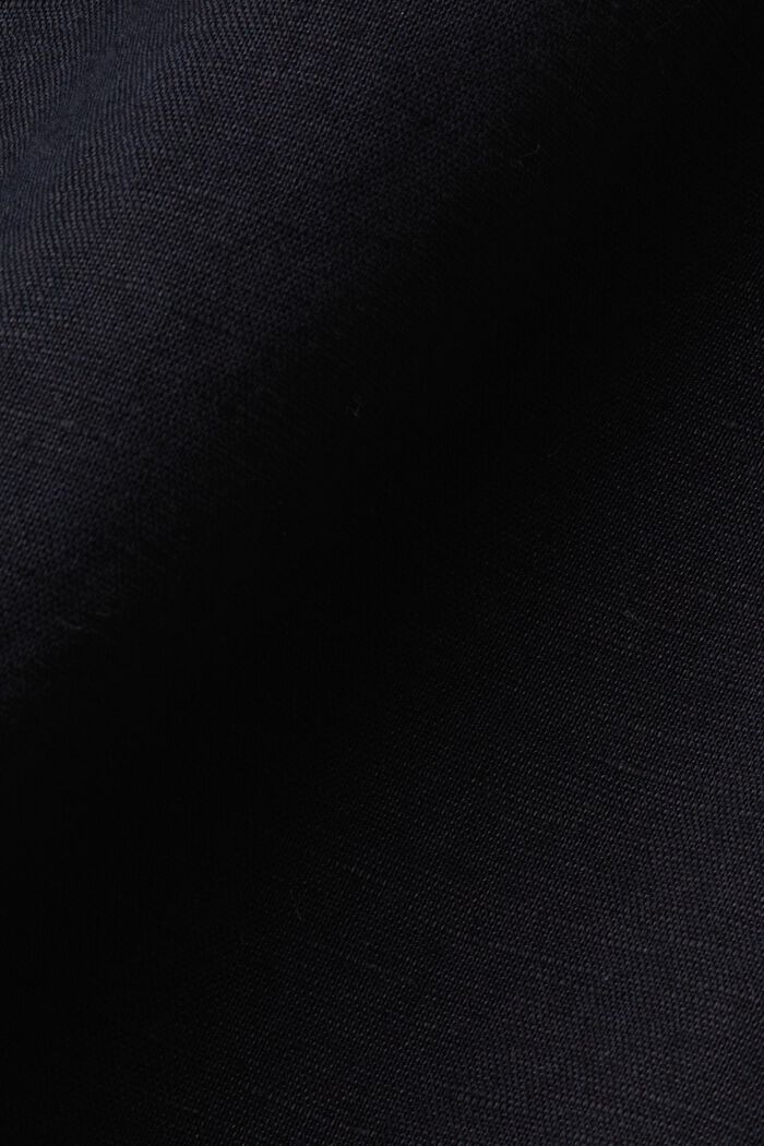 Button down-skjorte i bomulds- og hørmiks, BLACK, detail image number 4