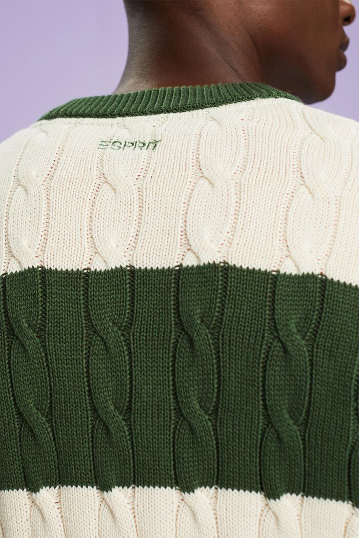 Stribet sweater i kabelstrik, OFF WHITE, detail image number 4