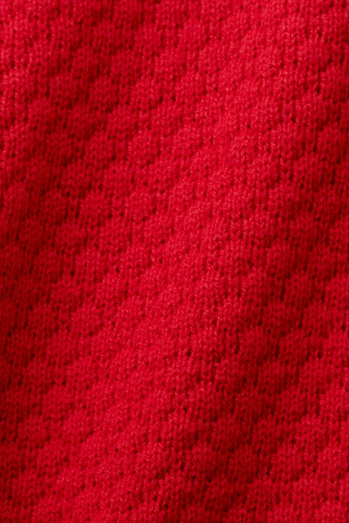 Tekstureret strikpullover, bomuldsmiks, DARK RED, detail image number 5