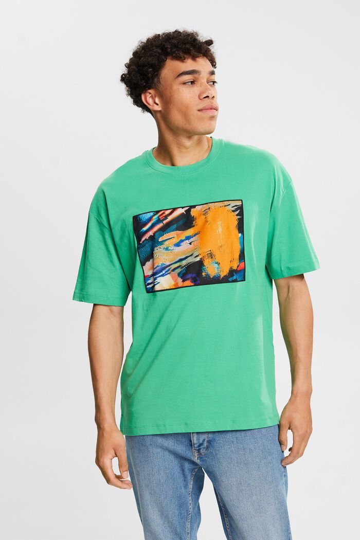 Jersey-T-shirt med stort rygmærke, GREEN, detail image number 4