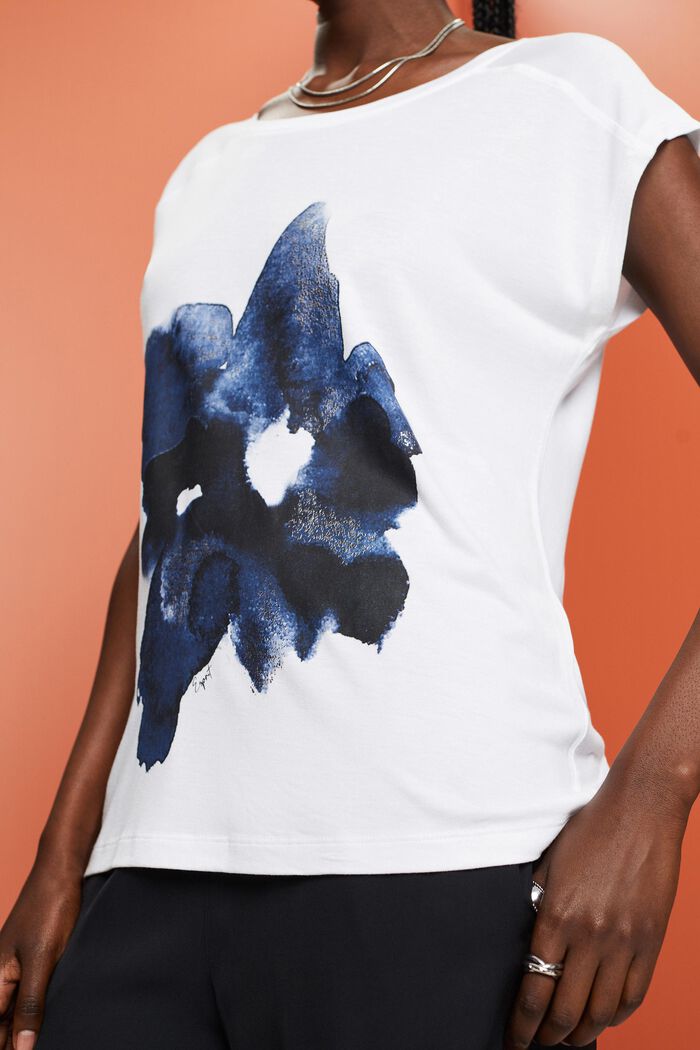 T-shirt med print, LENZING™ ECOVERO™, WHITE, detail image number 2