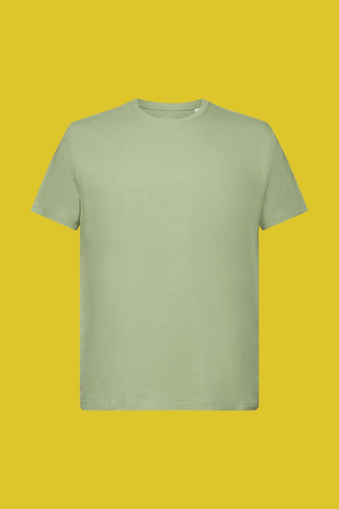 T-shirt i jersey, hør-/bomuldsmiks, PALE KHAKI, detail image number 6
