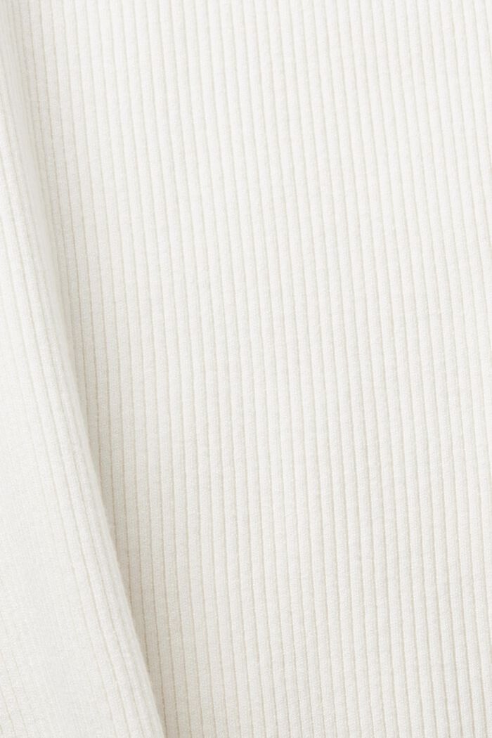 Ribbet sweater med korte ærmer, OFF WHITE, detail image number 6