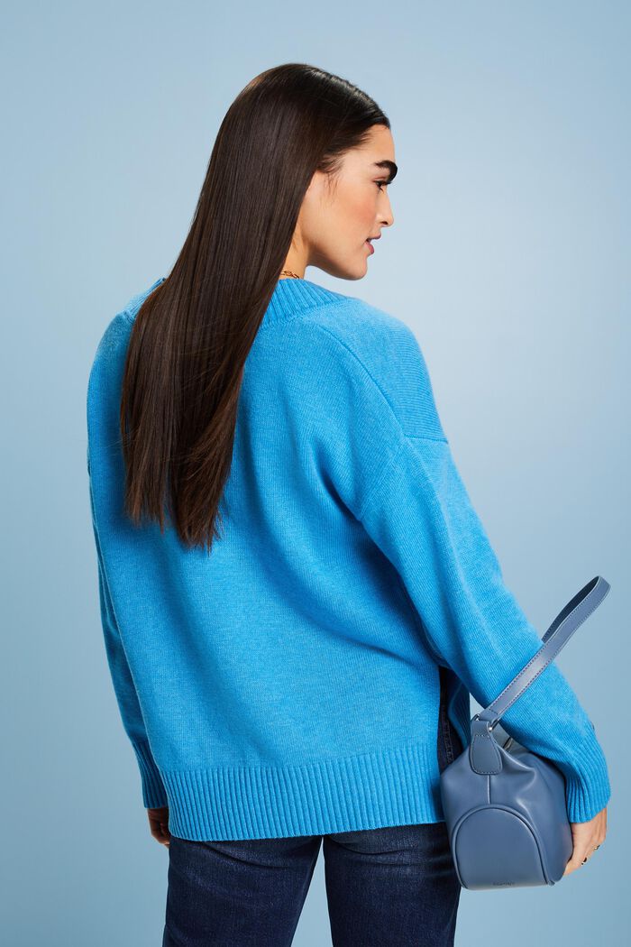 Sweater i uld- og kashmirmiks med V-hals, BLUE, detail image number 2