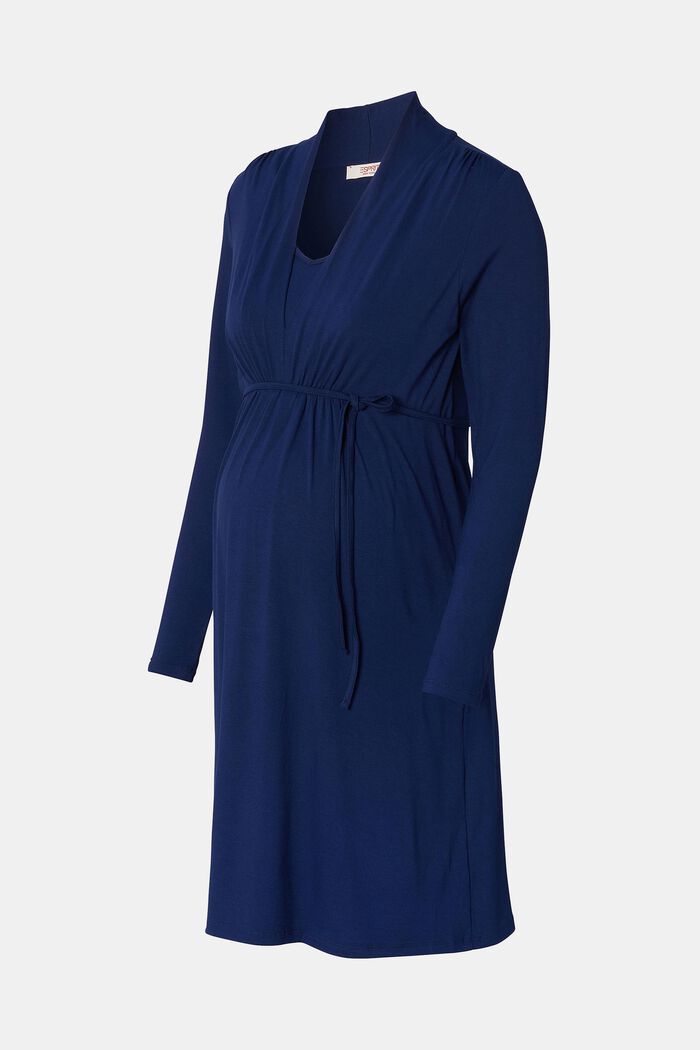 VENTE-kjole med V-hals og lange ærmer, DARK BLUE, detail image number 4