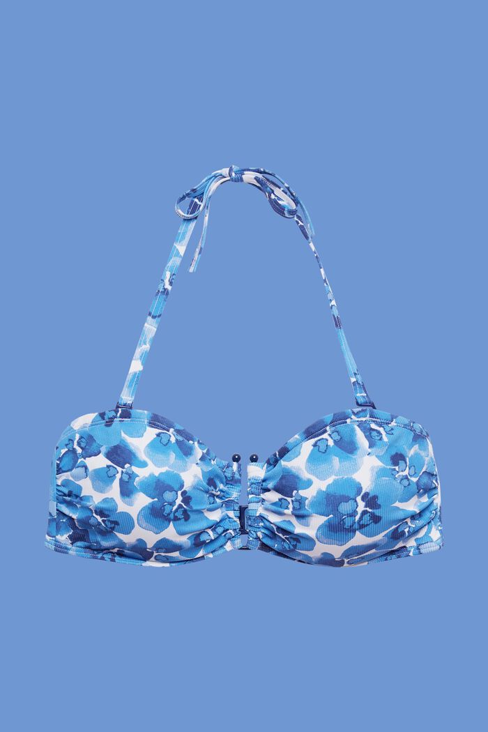 Polstret bandeau-bikinitop med print, BLUE, detail image number 4