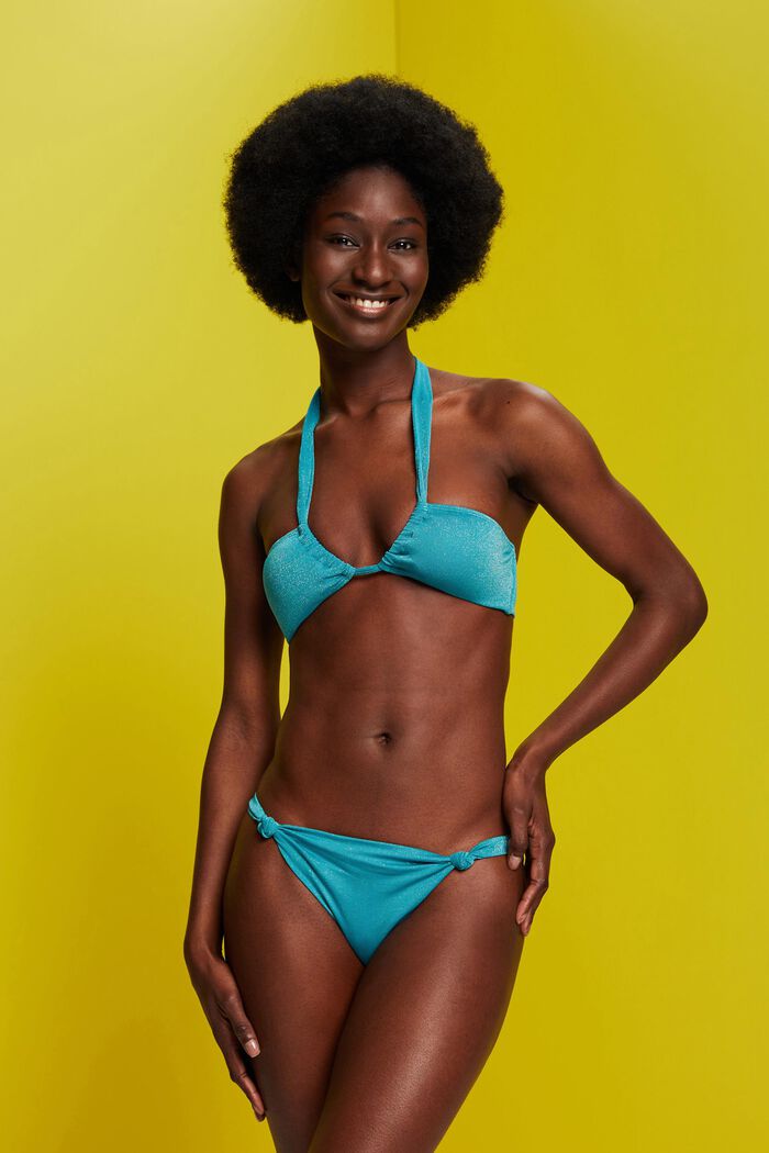 Bandeau-bikinitop med glimmer, TEAL BLUE, detail image number 0