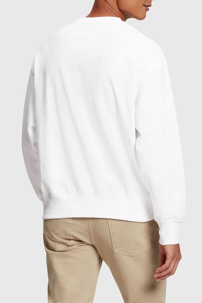 Sweatshirt med mat og glansfuld logoapplikation, WHITE, detail image number 1