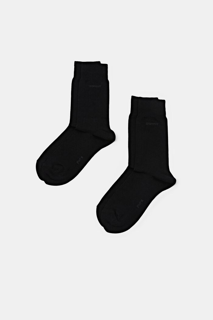 2-pak sokker, økologisk bomuld, BLACK, detail image number 0