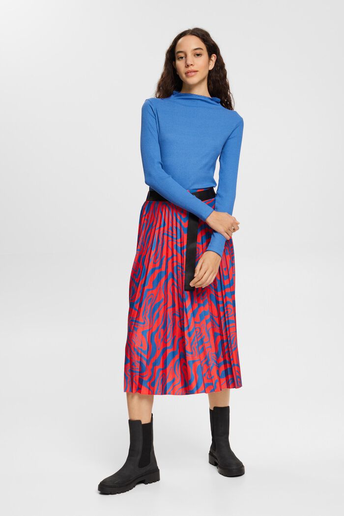 Midi-nederdel med grafisk print, RED, detail image number 2
