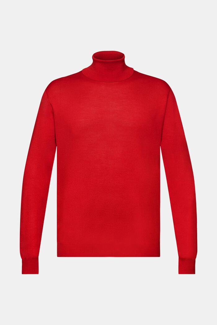 Rullekravesweater i merinould, DARK RED, detail image number 6