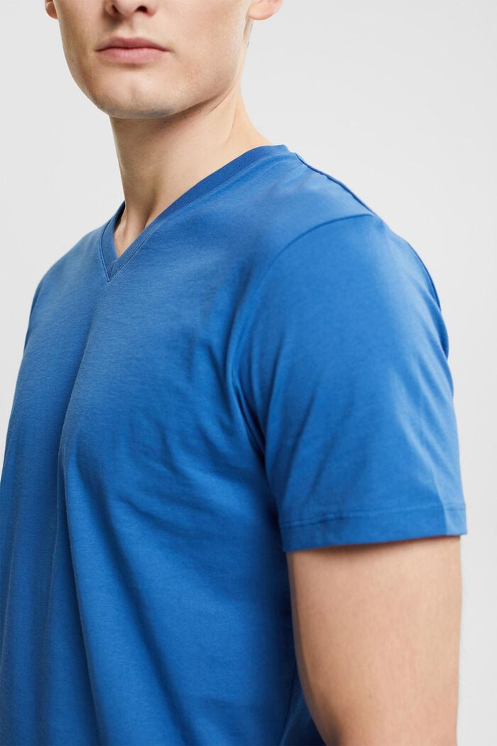 T-shirt i bæredygtig bomuld med V-hals, BLUE, detail image number 2