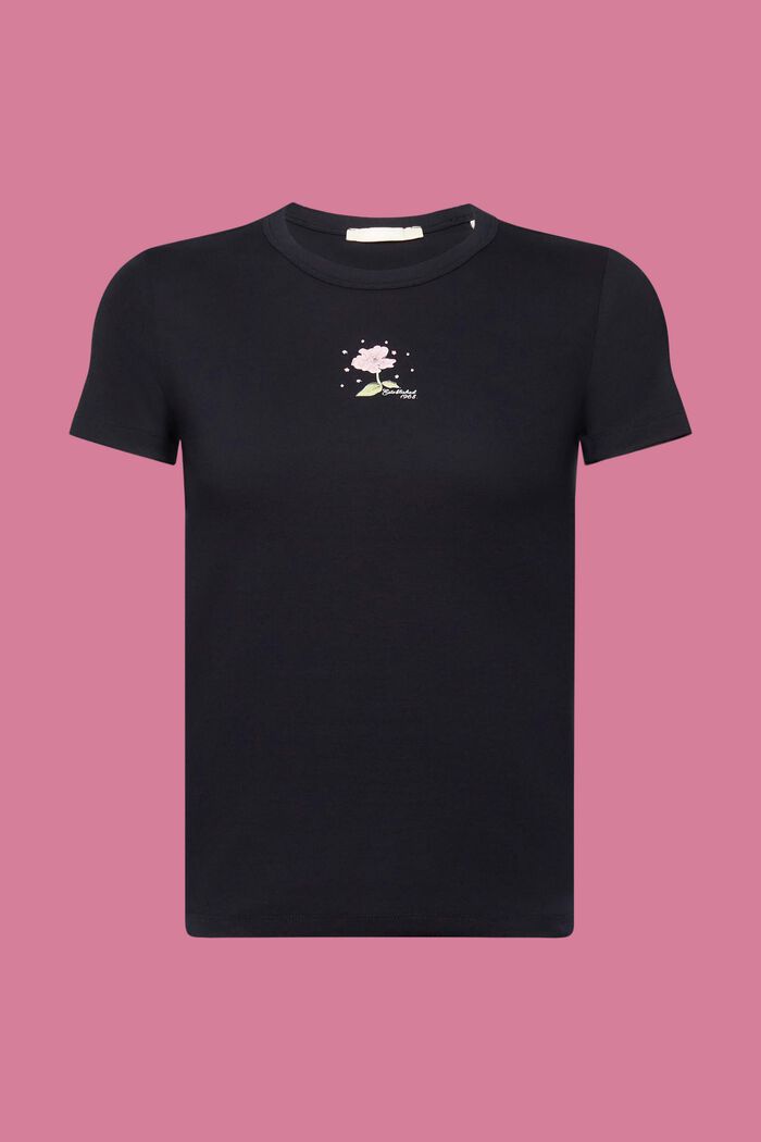 T-shirt med print på fronten, BLACK, detail image number 7