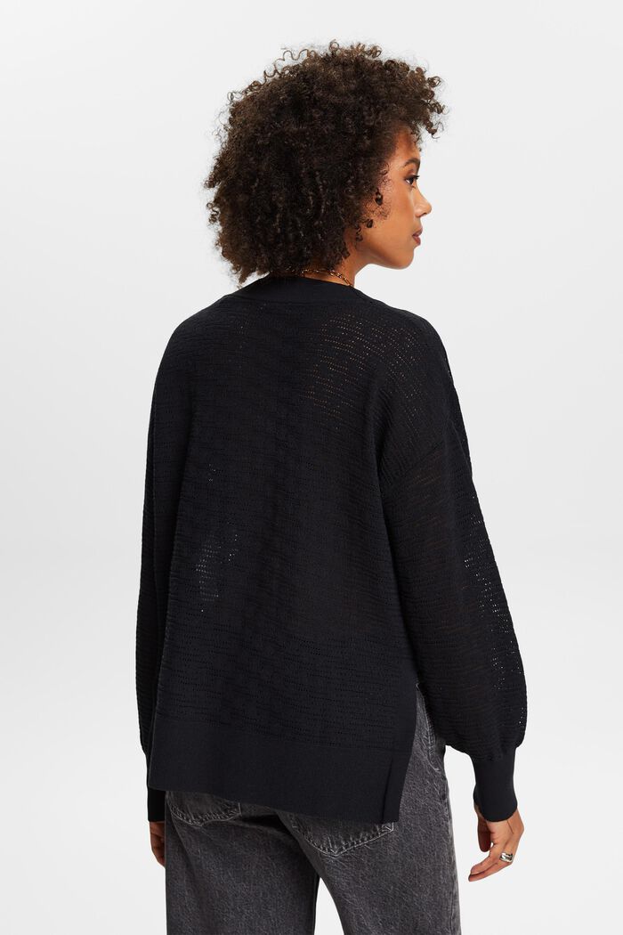 Sweater i pointelle med v-hals, BLACK, detail image number 2