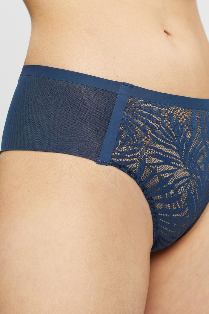 Brazilian shorts med mønstrede blonder, INK, detail image number 2