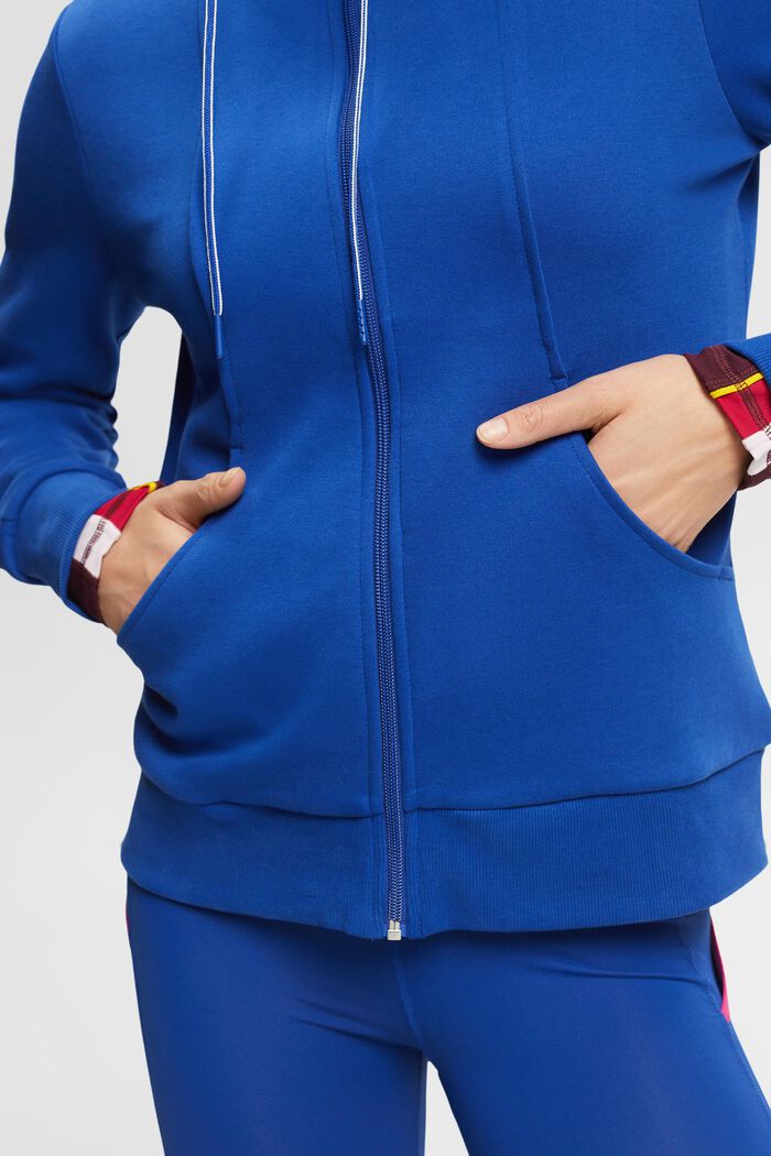 Sweatshirt med lynlås, bomuldsmiks, BRIGHT BLUE, detail image number 2