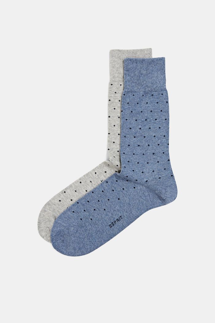 Pakke med 2 par prikkede sokker i groft strik, GREY/BLUE, detail image number 0