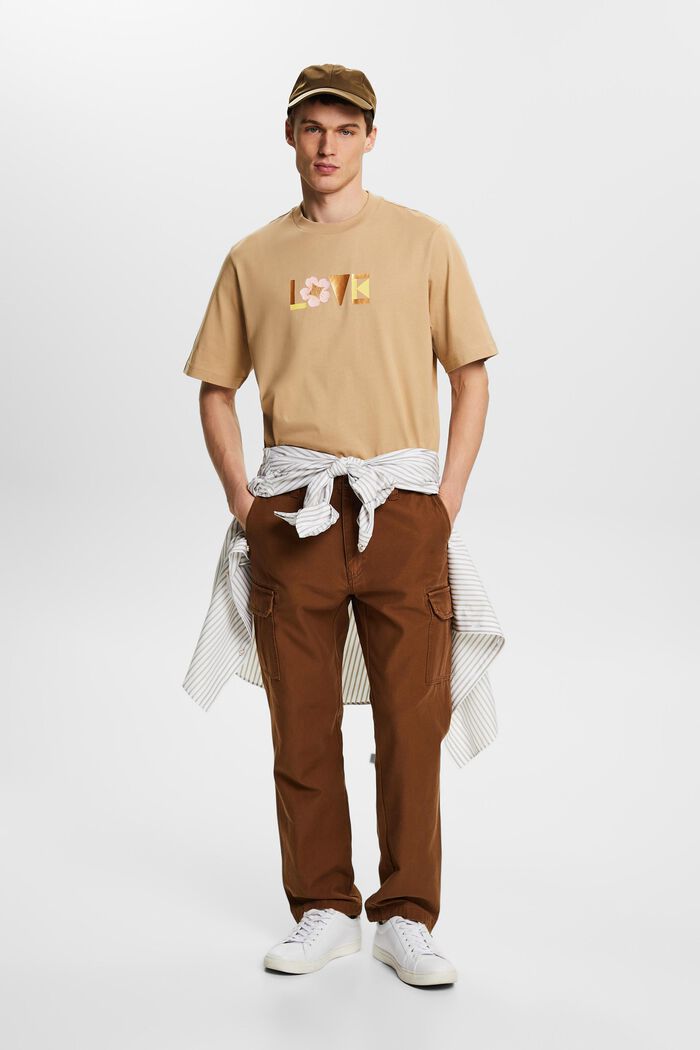 Unisex T-shirt i pimabomuld med print, BEIGE, detail image number 1