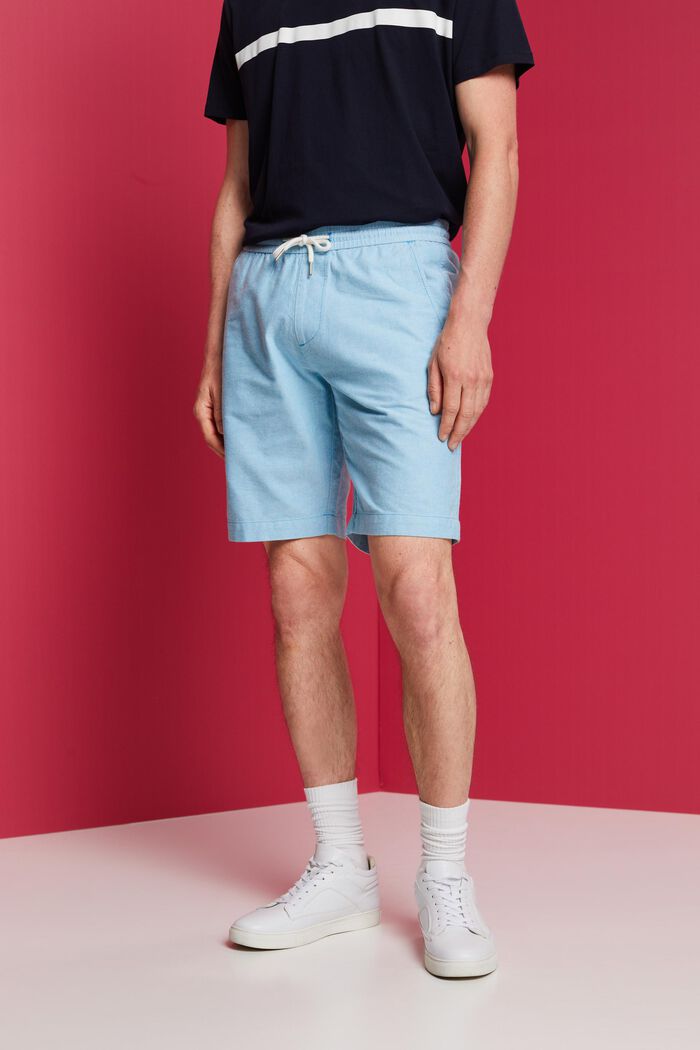 Pull on-shorts i twill, 100 % bomuld, DARK TURQUOISE, detail image number 0
