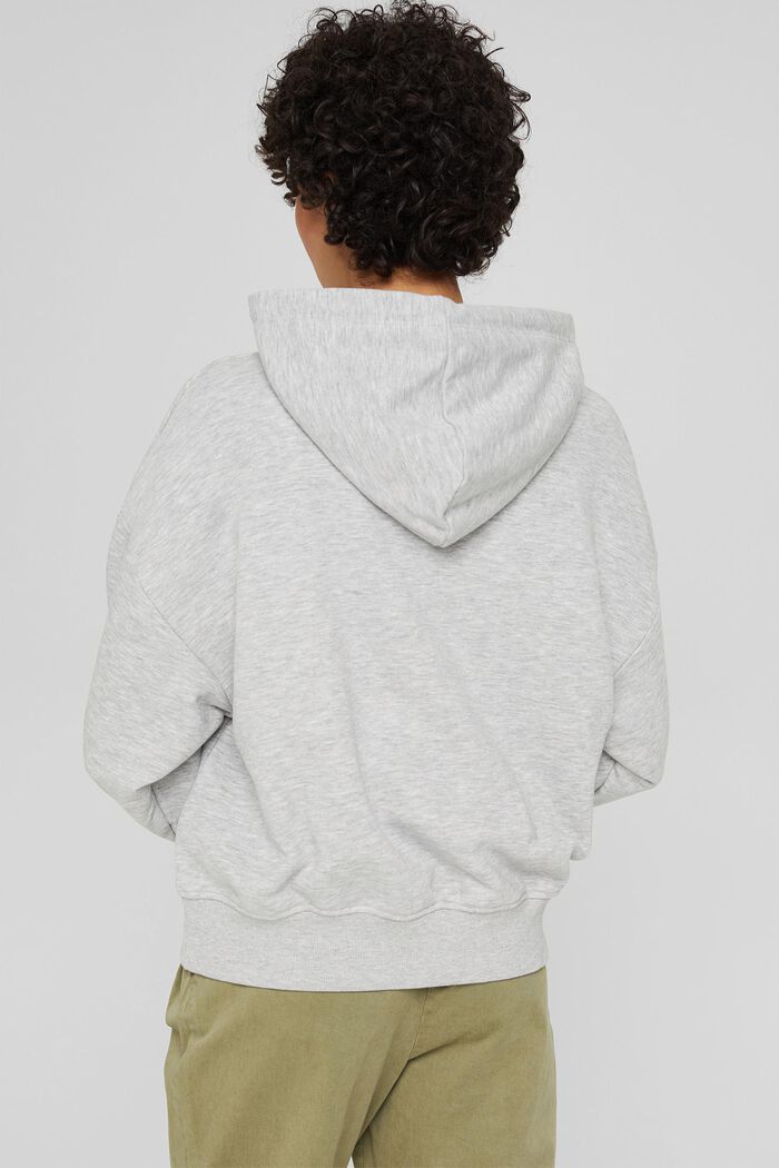 Meleret hoodie med kulørt, broderet logo, LIGHT GREY, detail image number 3