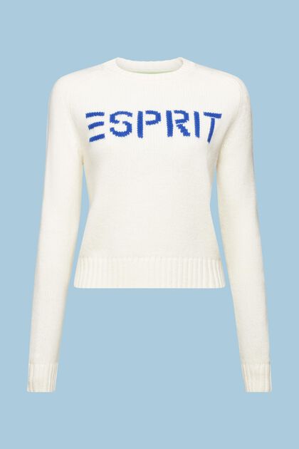 Sweater i uld/kashmir med logo