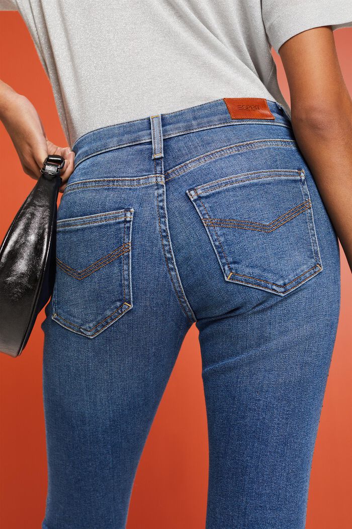 Udsmykkede skinny jeans med mellemhøj talje, BLUE MEDIUM WASHED, detail image number 4