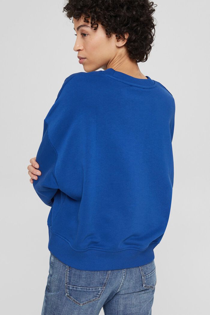 Sweatshirt med broderet logo, bomuldsblanding, BRIGHT BLUE, detail image number 3
