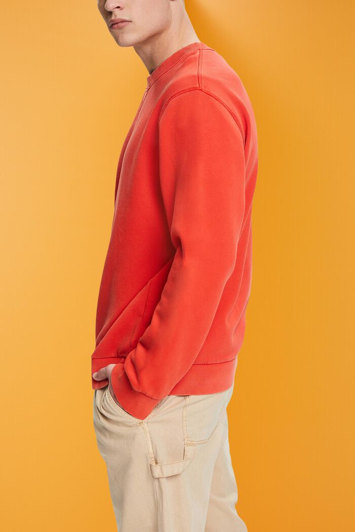 Ensfarvet sweatshirt i regular fit, RED, detail image number 4