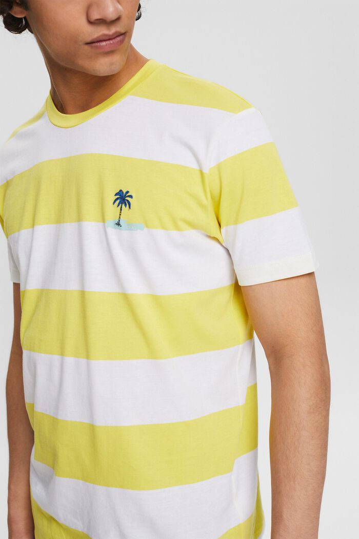 Jersey-T-shirt med striber og print, YELLOW, detail image number 1