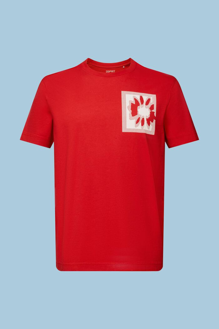 T-shirt med logo og blomsterprint, DARK RED, detail image number 6