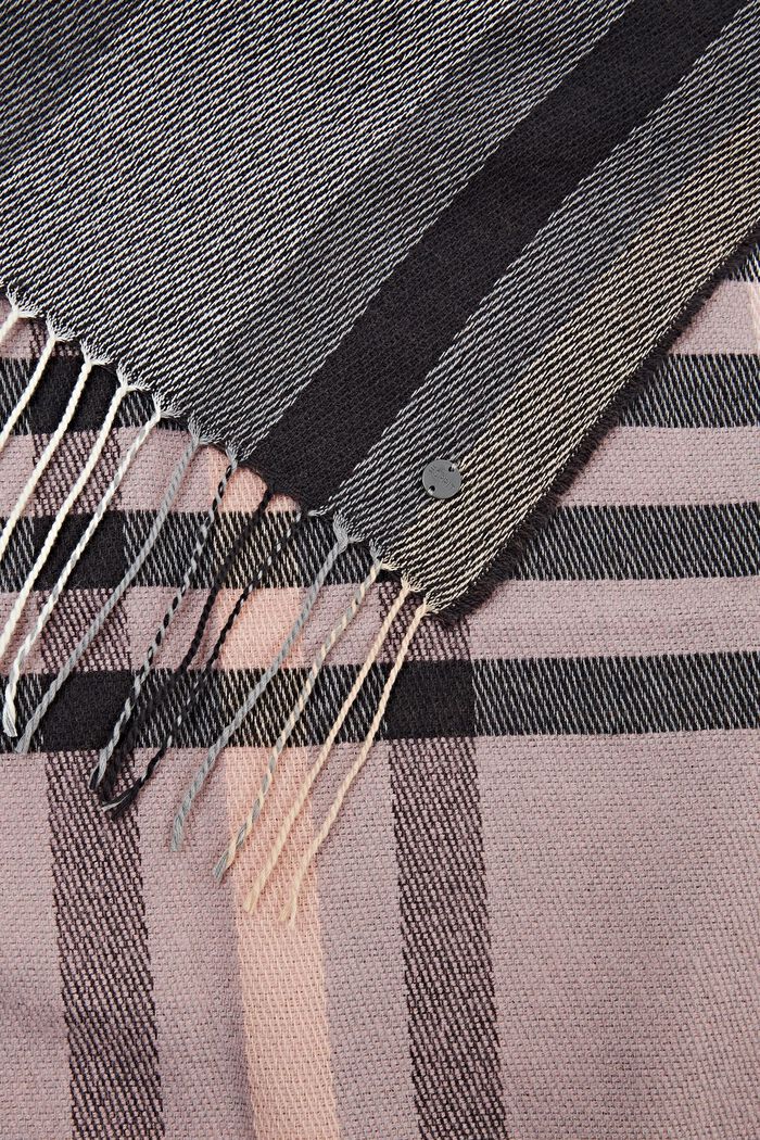 Ternet tørklæde med frynser, GREY, detail image number 1