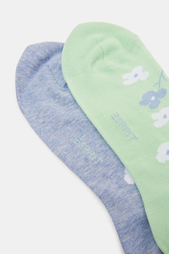 Pakke med 2 par sokker i groft strik med print, GREEN / BLUE, detail image number 2