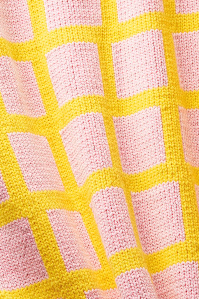 Sweater i chunky strik med logo og gittermønster, YELLOW, detail image number 5