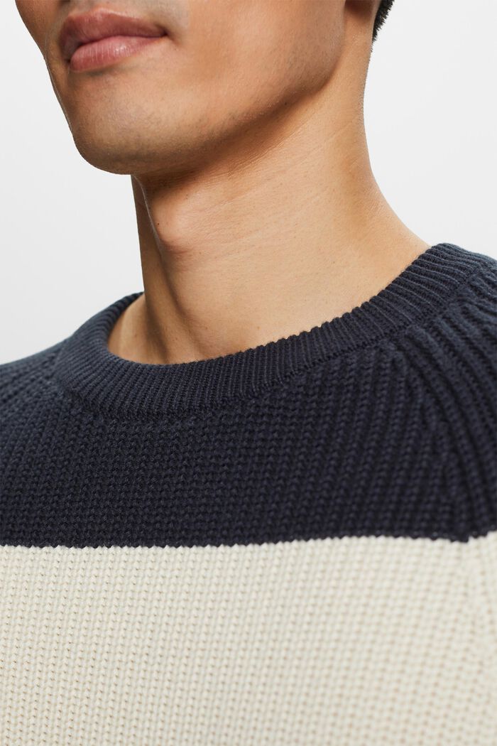 Stribet sweater med rund hals, PETROL BLUE, detail image number 2